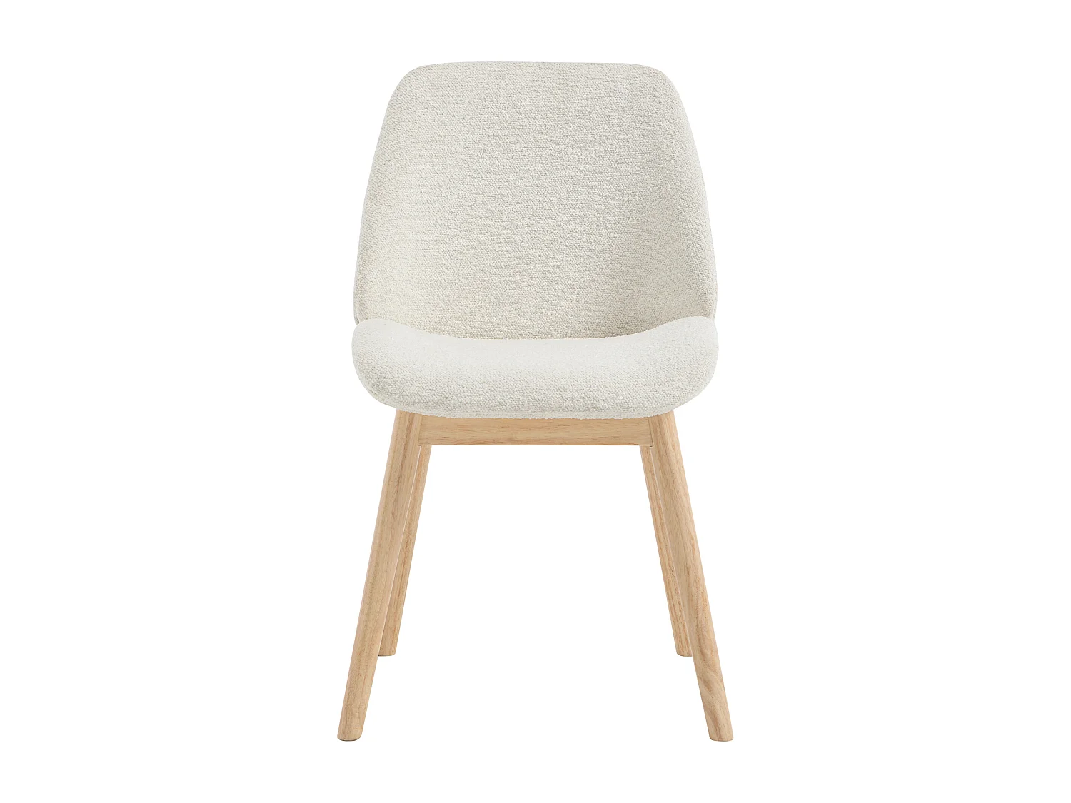 Lot de 6 chaises en tissu texturé et bois d'hévéa - Crème  - LEYADA