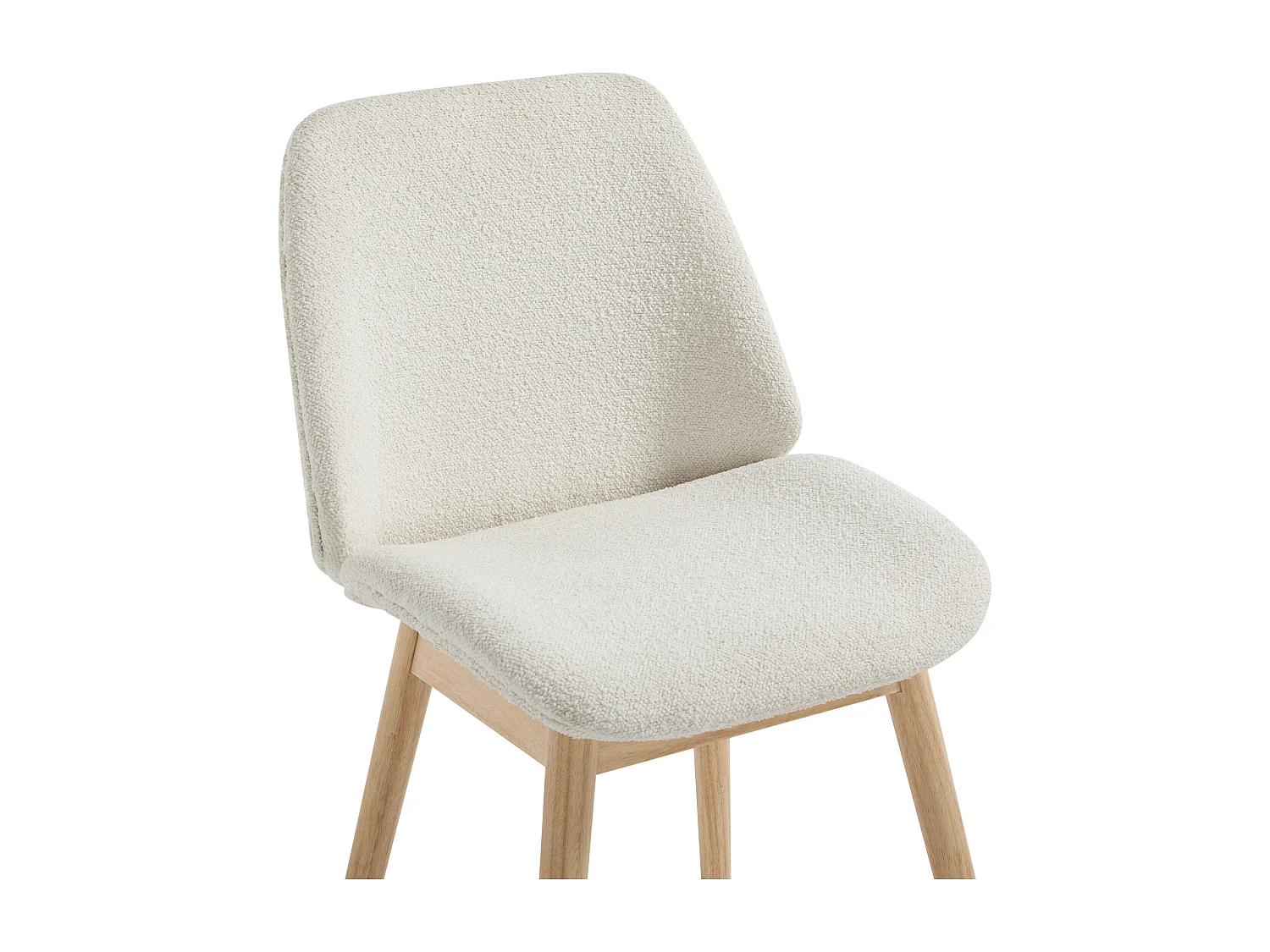 Lot de 6 chaises en tissu texturé et bois d'hévéa - Crème  - LEYADA