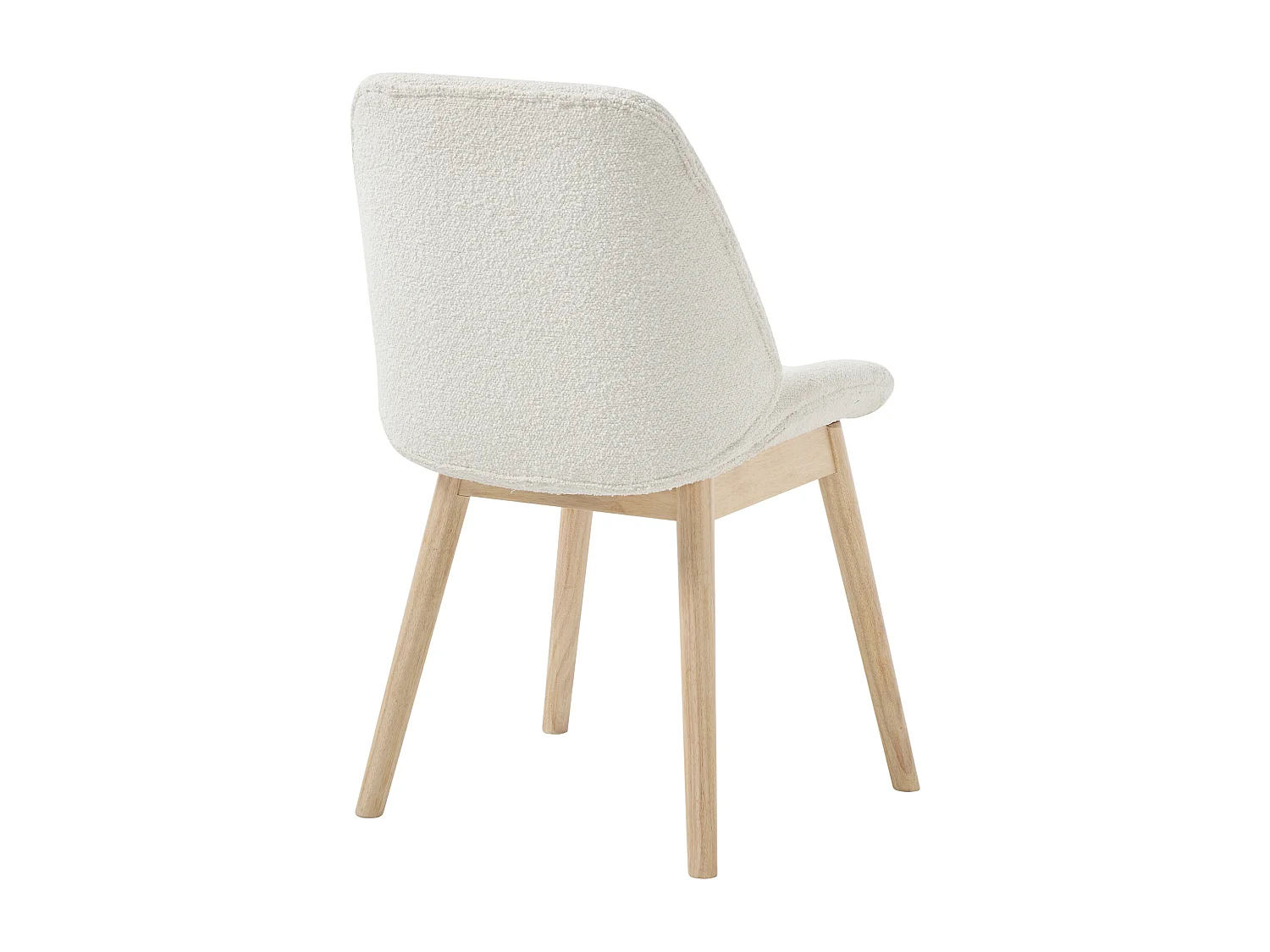 Lot de 6 chaises en tissu texturé et bois d'hévéa - Crème  - LEYADA