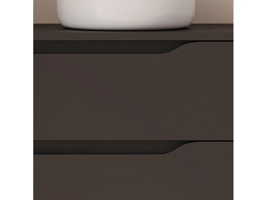 Meuble de salle de bain 80cm avec plateau et vasque à poser à droite Ares - sans miroir - 2 tiroirs et un placard - noir - ZARZA