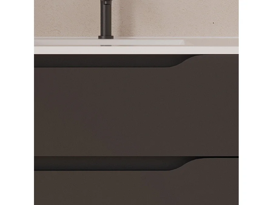 Meuble de salle de bain 120cm avec vasque déportée à droite - sans miroir - 2 tiroirs et un placard - noir - ZARZA