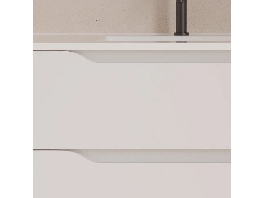 Meuble de salle de bain 120cm avec vasque déportée à gauche et miroir - 2 tiroirs et un placard - blanc - ZARZA