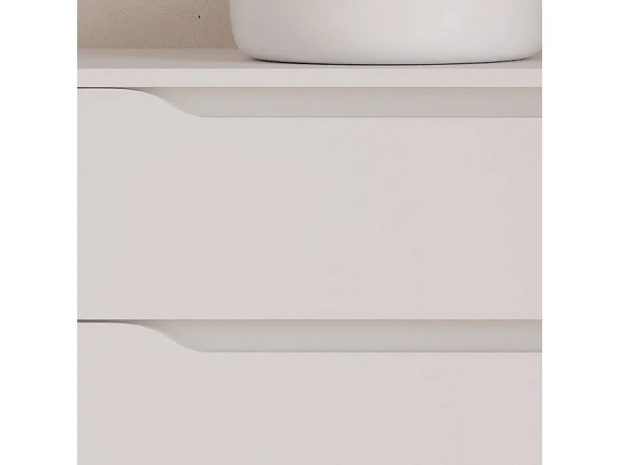 Meuble de salle de bain 120cm avec plateau, vasque à poser déportée à gauche Ares et miroir - 2 tiroirs et un placard - blanc - ZARZA