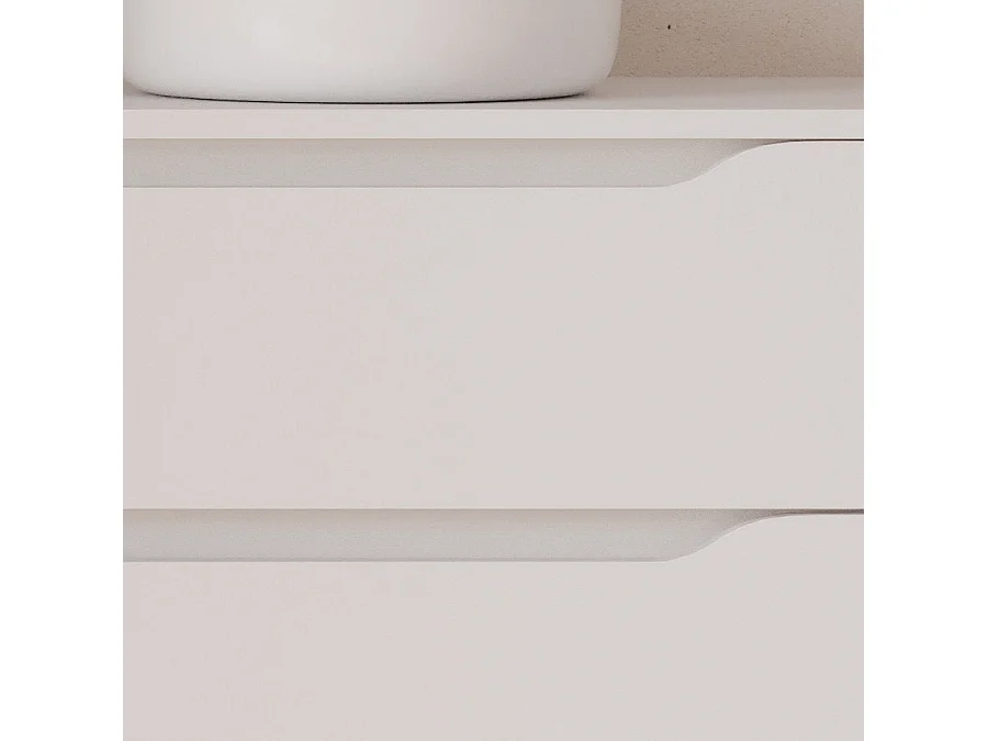 Meuble de salle de bain 120cm avec plateau, vasque à poser déportée à droite Ares et miroir - 2 tiroirs et un placard - blanc - ZARZA