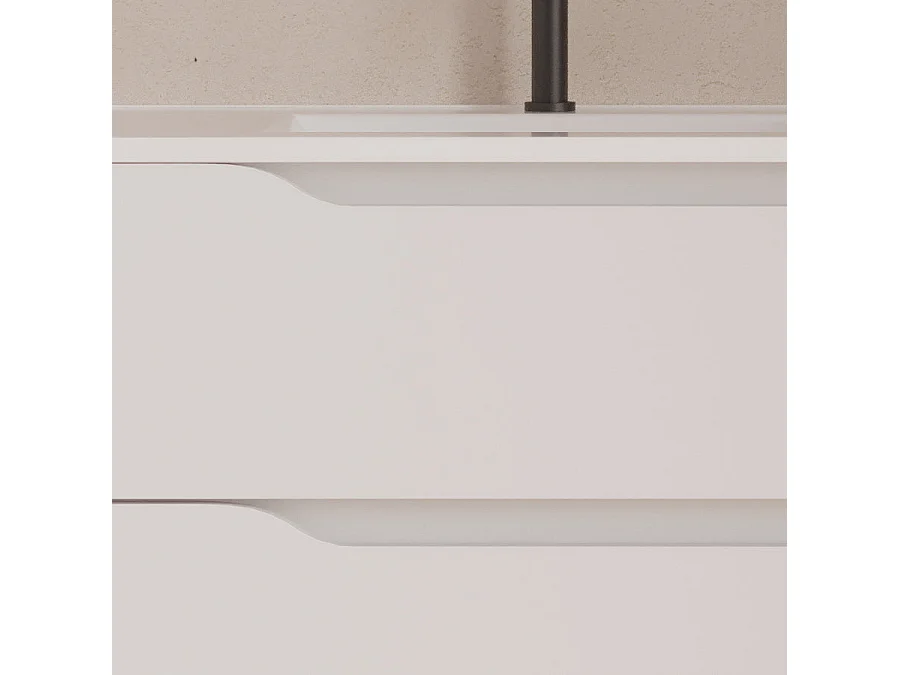 Meuble de salle de bain 100cm avec vasque déportée à gauche - sans miroir - 2 tiroirs et un placard - blanc - ZARZA