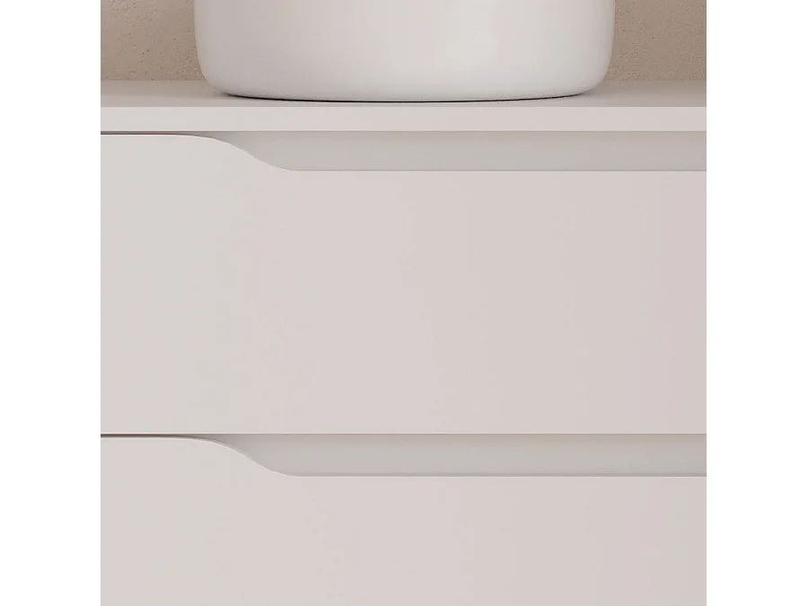 Meuble de salle de bain 80cm avec plateau et vasque à poser à gauche Ares - sans miroir - 2 tiroirs et un placard - blanc - ZARZA