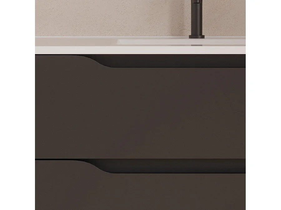 Meuble de salle de bain 80cm avec vasque centrée - 2 tiroirs et un placard - noir - ZARZA