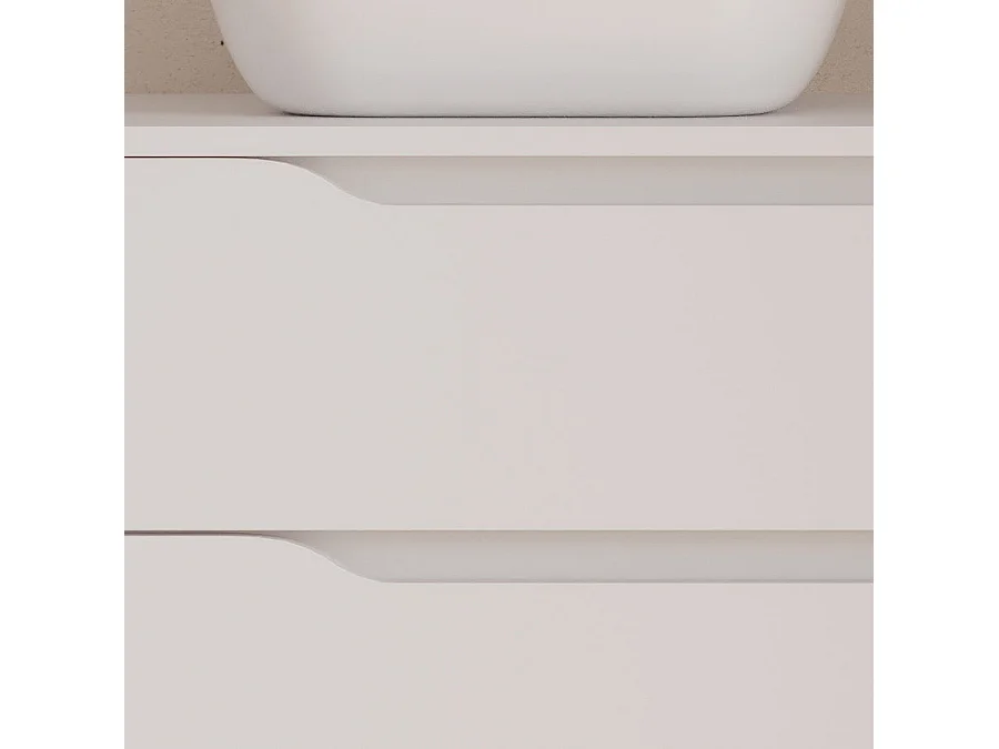 Meuble de salle de bain 100cm avec plateau et vasque à poser à gauche Zeus - sans miroir - 2 tiroirs et un placard - blanc - ZARZA