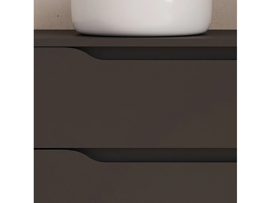 Meuble de salle de bain 100cm avec plateau et vasque à poser à gauche Ares - sans miroir - 2 tiroirs et un placard - noir - ZARZA