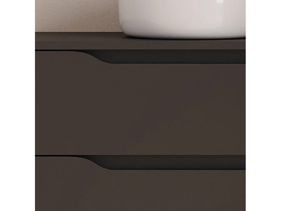 Meuble de salle de bain 80cm avec plateau et vasque à poser centrée Ares - sans miroir - 2 tiroirs et un placard - noir - ZARZA