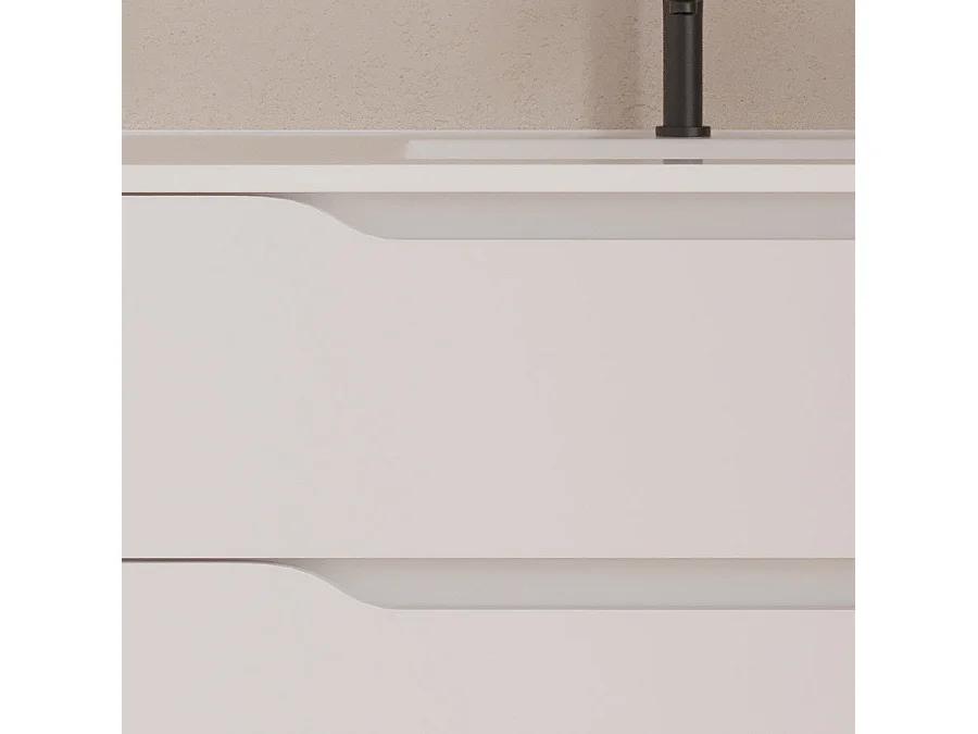 Meuble de salle de bain 80cm avec vasque centrée - sans miroir - 2 tiroirs et un placard - blanc - ZARZA