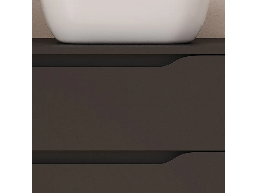 Meuble de salle de bain 80cm avec plateau et vasque à poser à droite Zeus - sans miroir - 2 tiroirs et un placard - noir - ZARZA