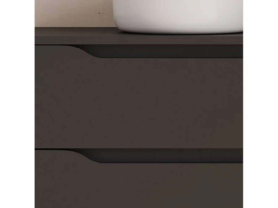 Meuble de salle de bain 120cm avec plateau, vasque à poser déportée à gauche Ares et miroir - 2 tiroirs et un placard - noir - ZARZA