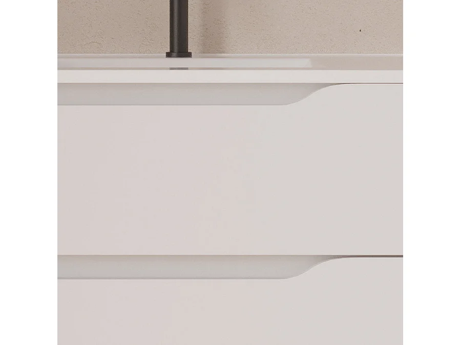 Meuble de salle de bain 100cm avec vasque déportée à droite et miroir - 2 tiroirs et un placard - blanc - ZARZA