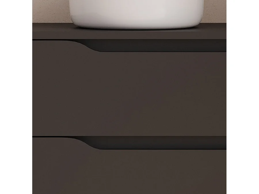 Meuble de salle de bain 80cm avec plateau, vasque à poser déportée à gauche Ares et miroir - 2 tiroirs et un placard - noir - ZARZA