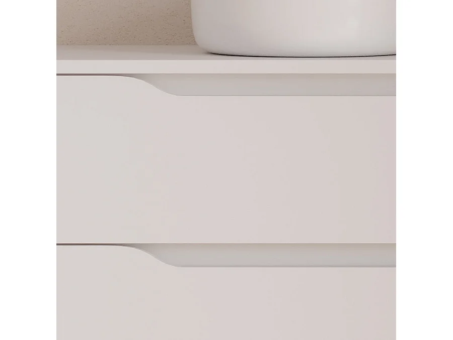 Meuble de salle de bain 80cm avec plateau, vasque à poser centrée Ares et miroir - 2 tiroirs et un placard - blanc - ZARZA