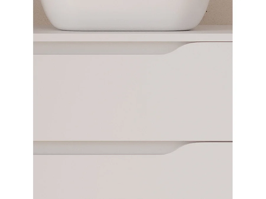 Meuble de salle de bain 100cm avec plateau et vasque à poser à droite Zeus - sans miroir - 2 tiroirs et un placard - blanc - ZARZA