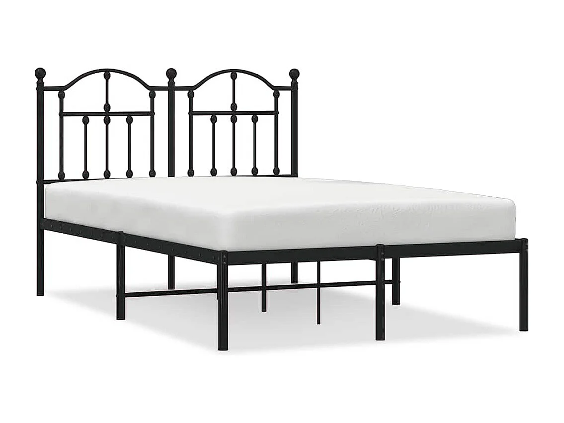 Bedframe met hoofdbord metaal zwart 120x190 cm