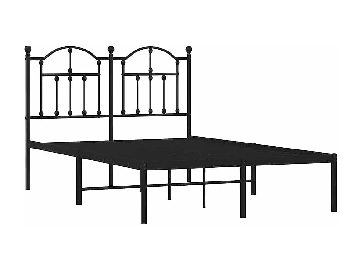 Bedframe met hoofdbord metaal zwart 120x190 cm