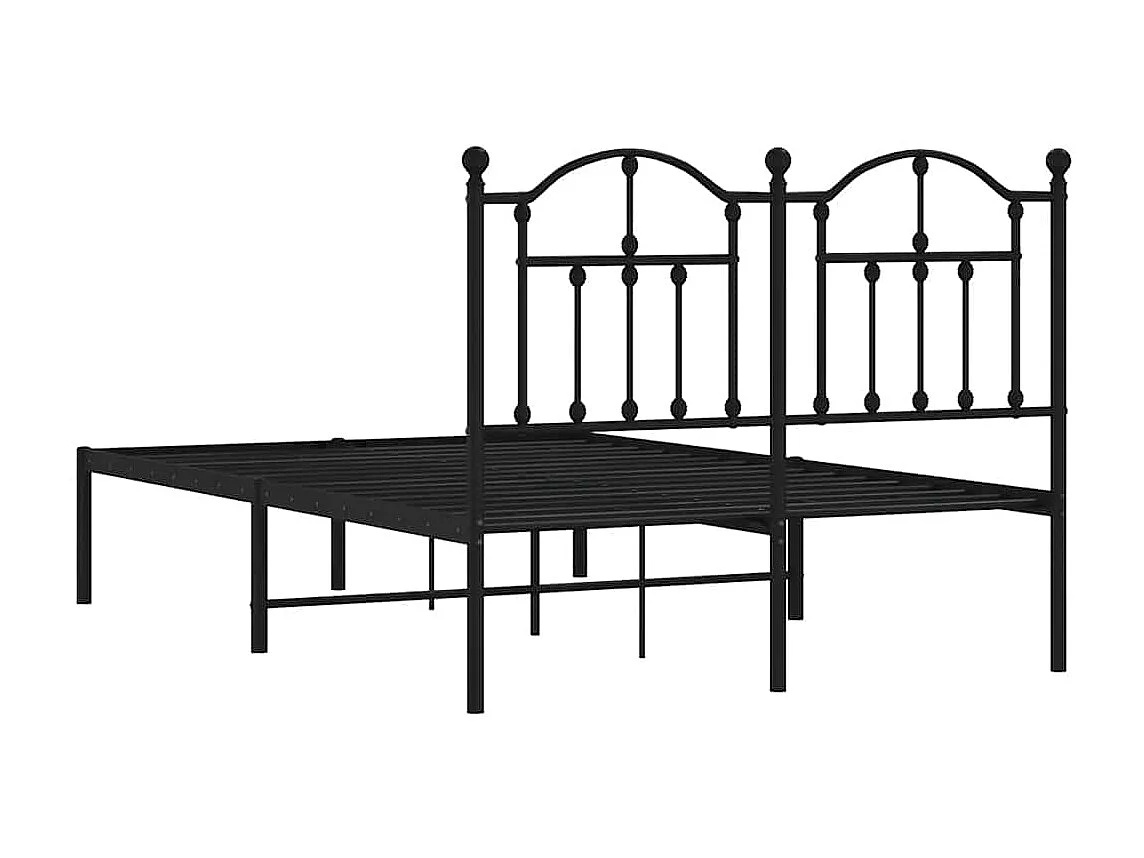 Bedframe met hoofdbord metaal zwart 120x190 cm