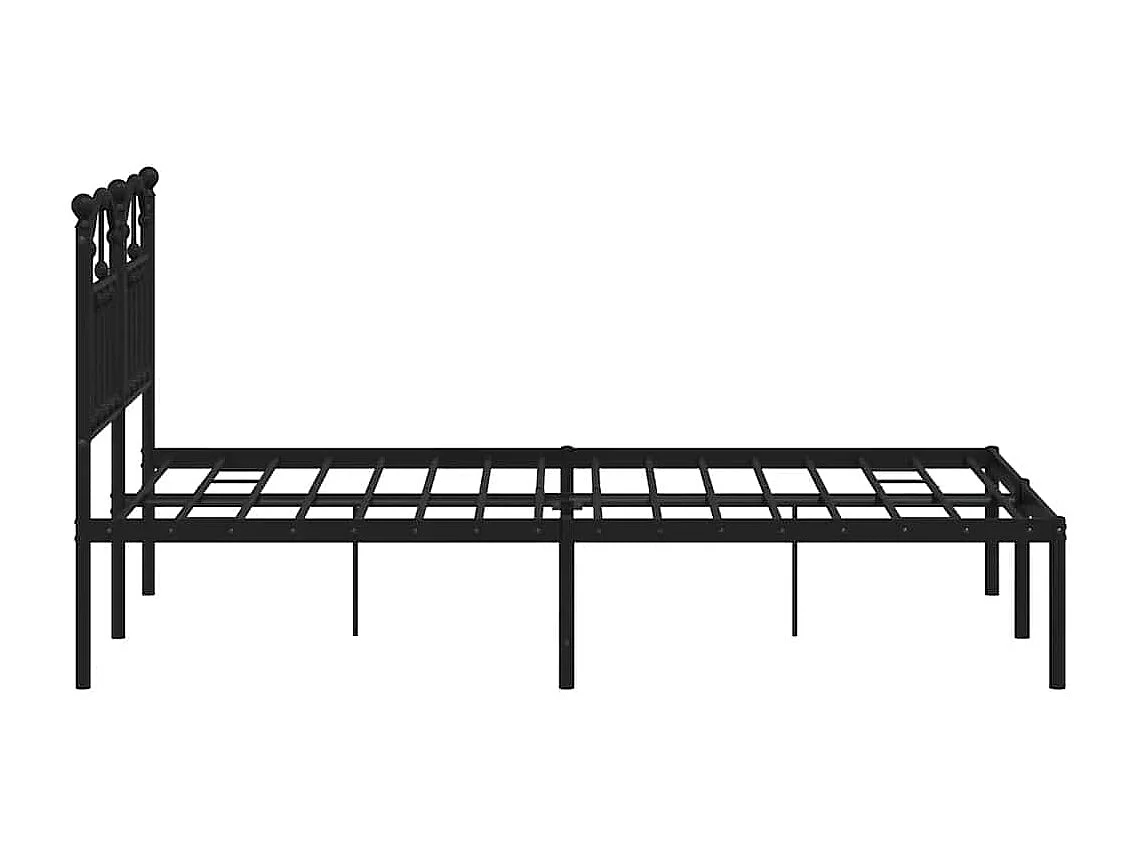 Cadre de lit métal sans matelas avec tête de lit noir 120x190cm