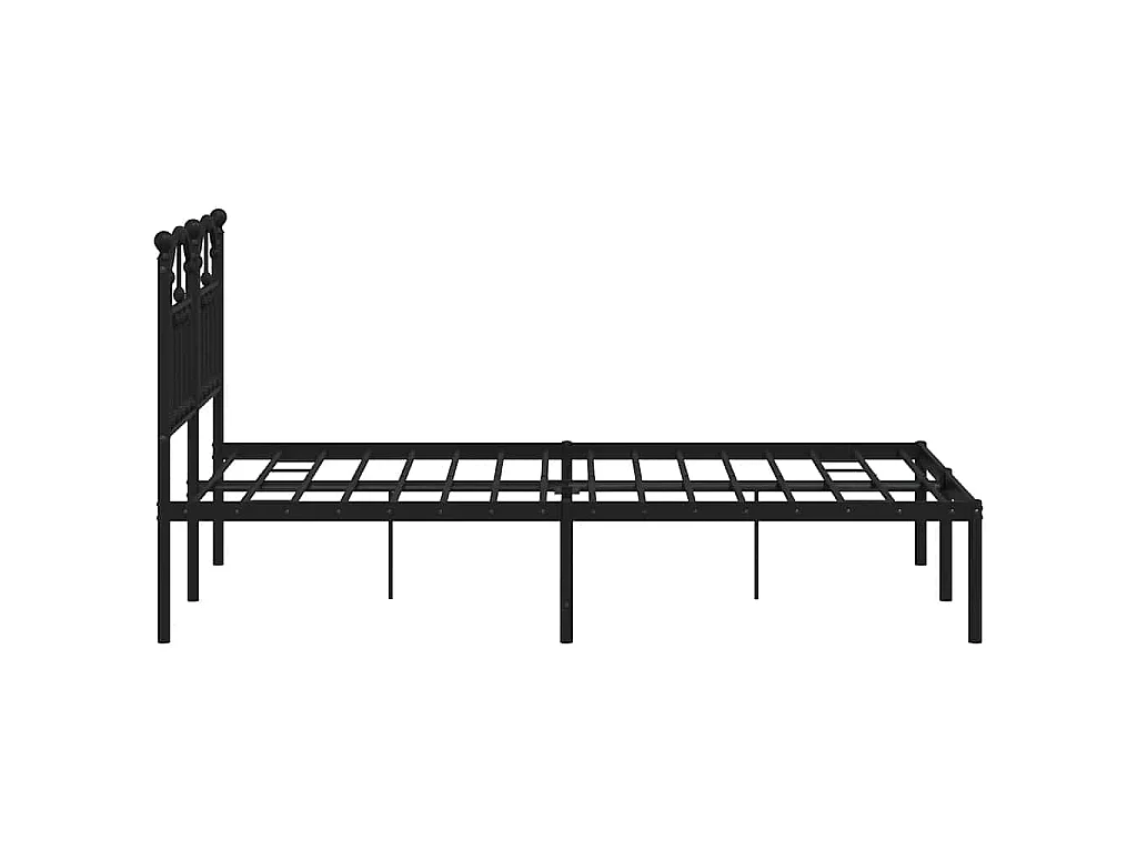 Cadre de lit métal sans matelas avec tête de lit noir 120x190cm