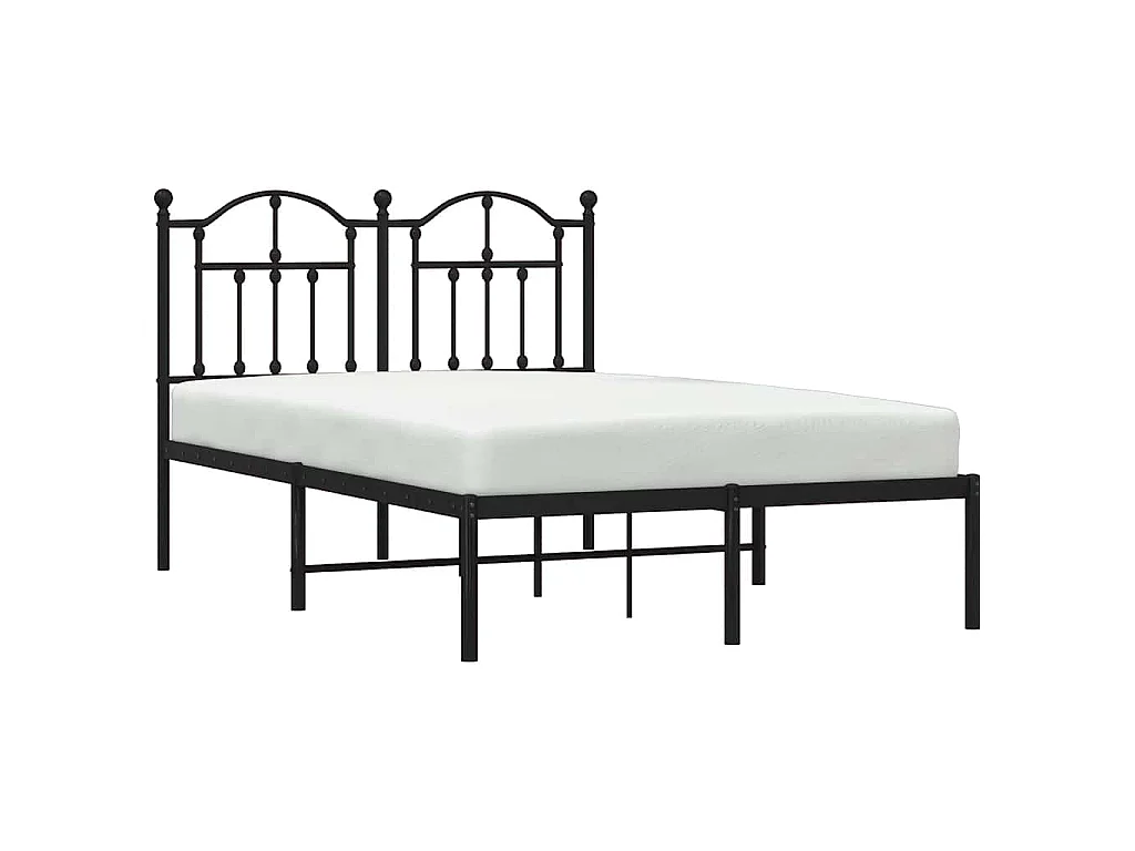 Cadre de lit métal sans matelas avec tête de lit noir 120x190cm