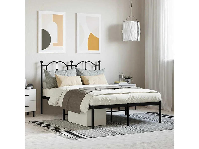 Giroletto con Testiera in Metallo Nero 120x190 cm