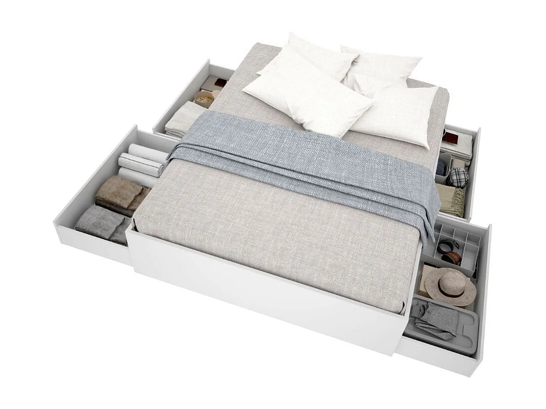 Aro de cama Lago con 4 cajones blanco 39x148,6x194,8 cm