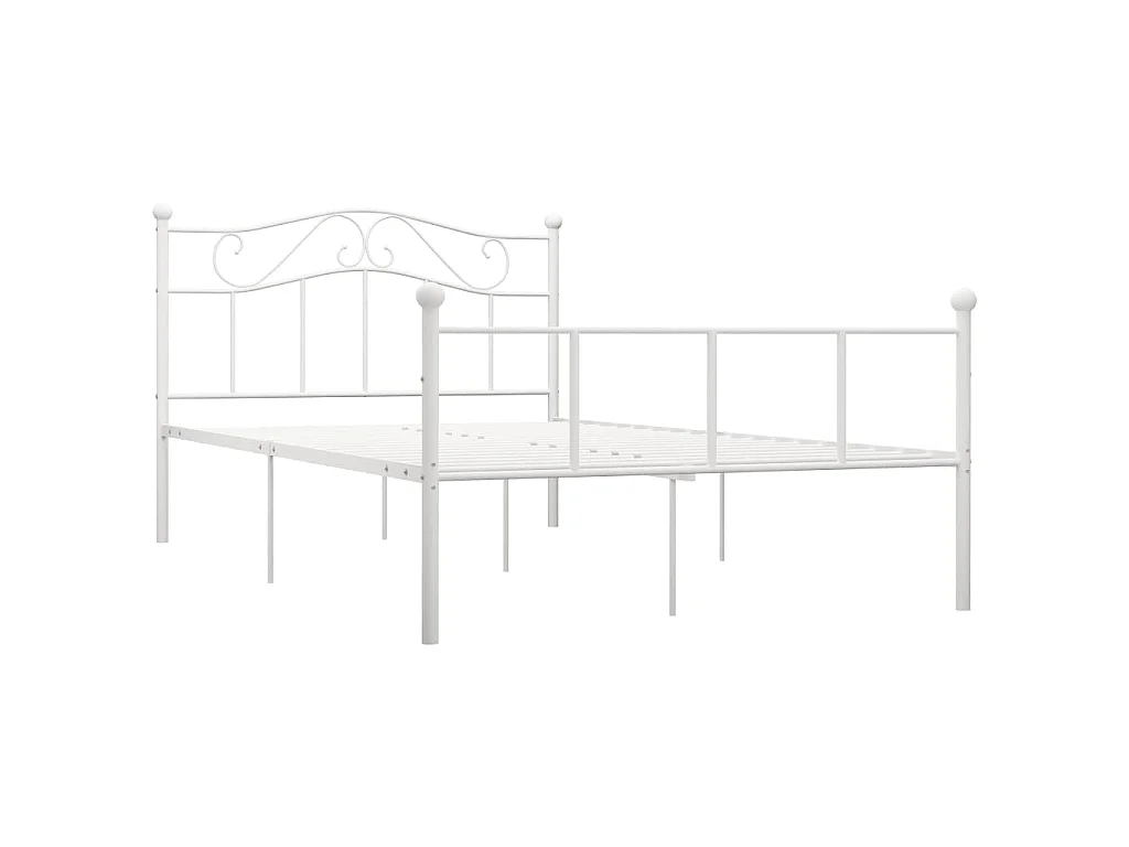 Cadre de lit sans matelas blanc métal 140x200 cm