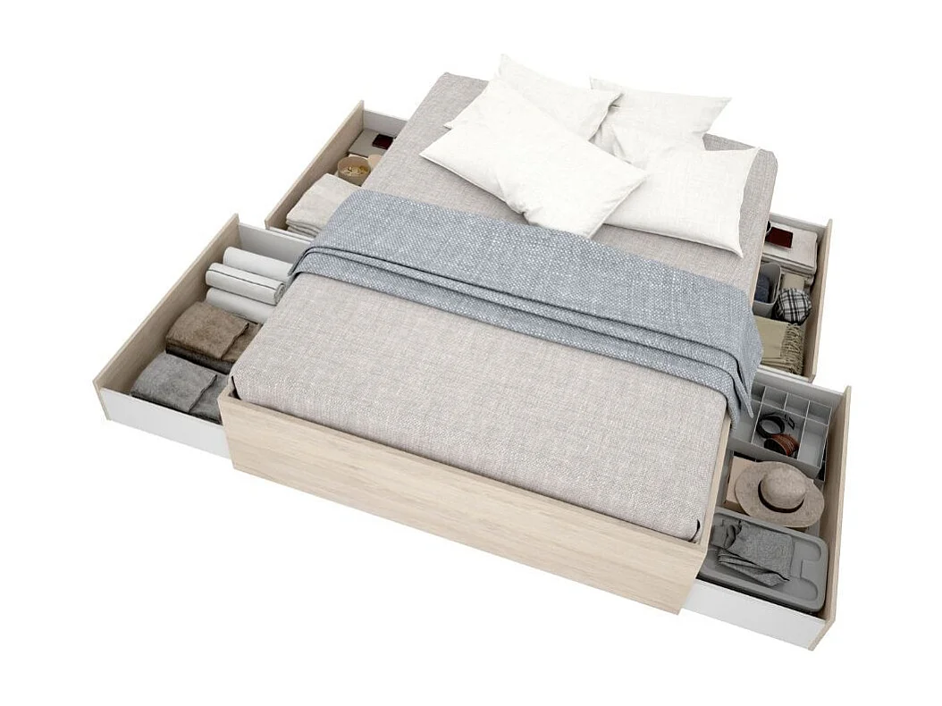 Aro de cama Lago con 4 cajones natural 39x148,6x194,8 cm