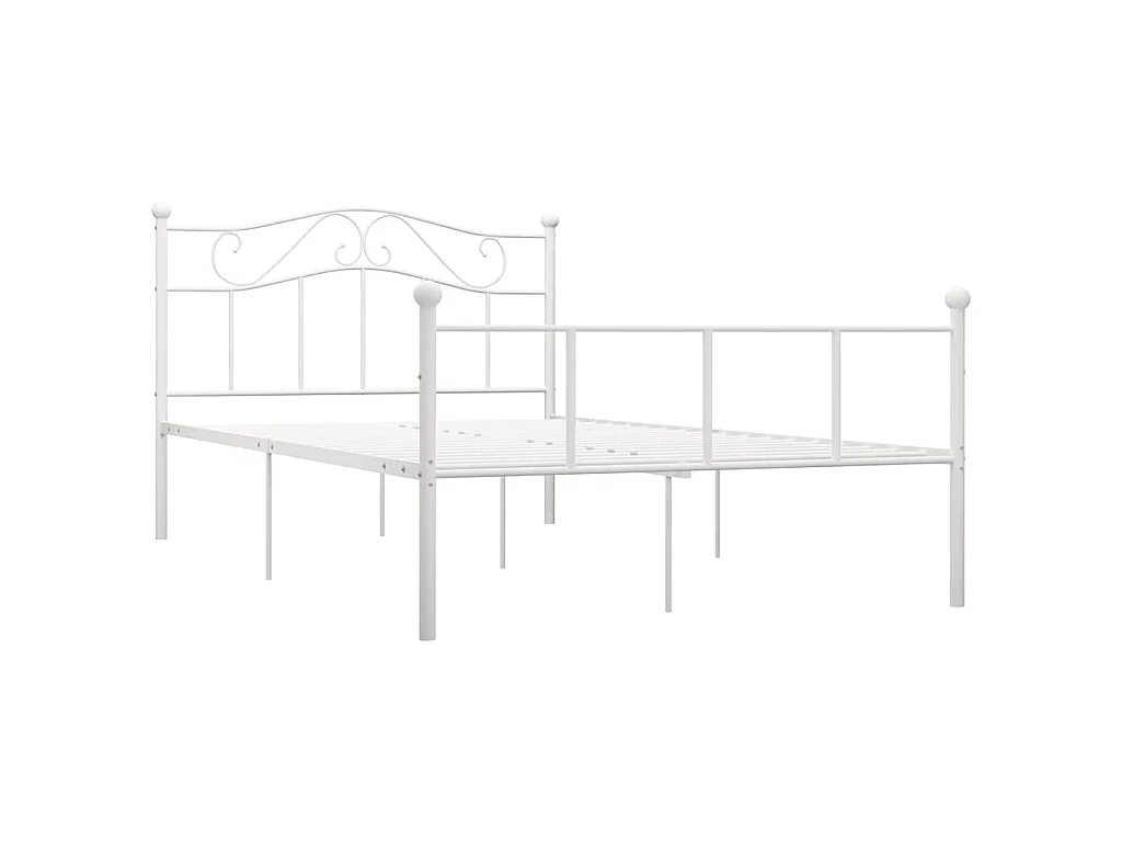 Cadre de lit sans matelas et tête de lit blanc métal 160x200 cm