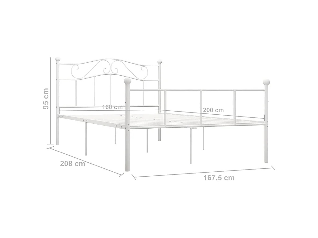Bettgestell Weiß Metall 160×200 cm