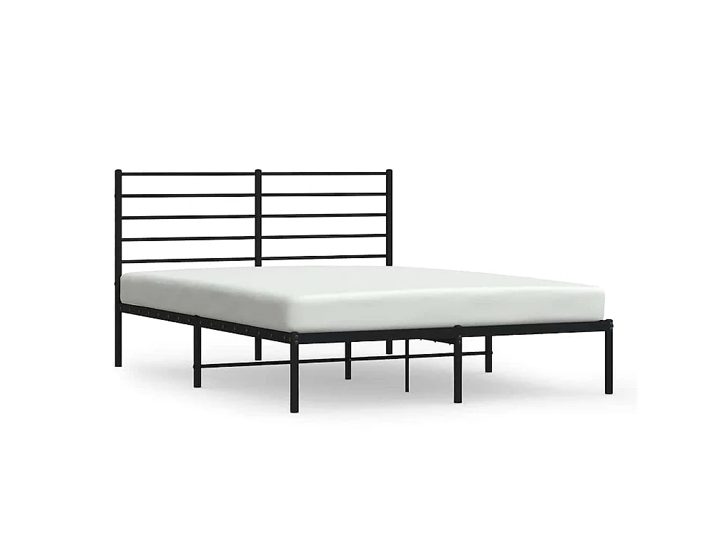Bedframe met hoofdbord metaal zwart 120x190 cm