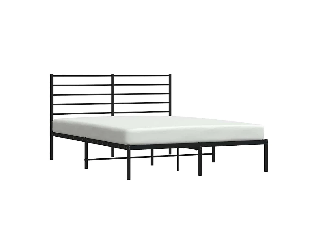 Cadre de lit métal sans matelas avec tête de lit noir 120x190cm