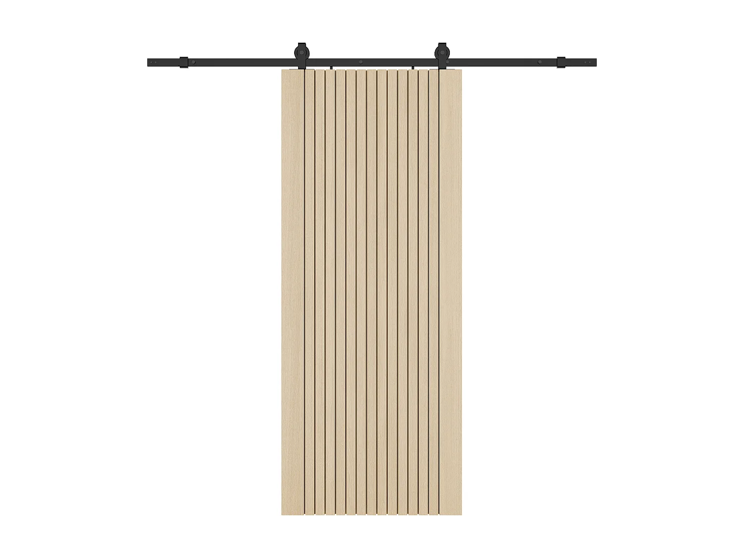 Porte coulissante avec système en applique en bois et MDF striée - H205 x L93 cm - AREZO
