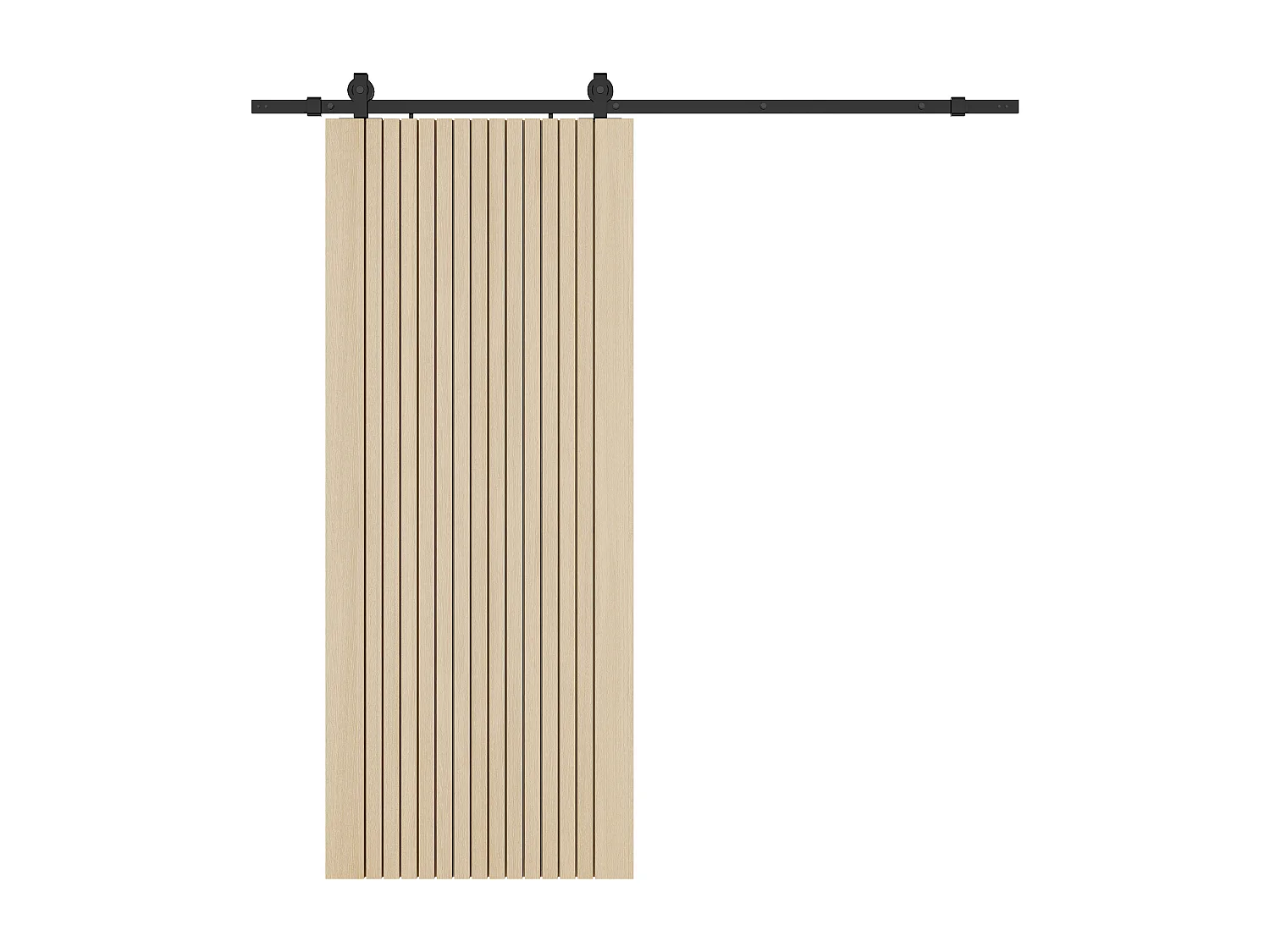 Porte coulissante avec système en applique en bois et MDF striée - H205 x L93 cm - AREZO