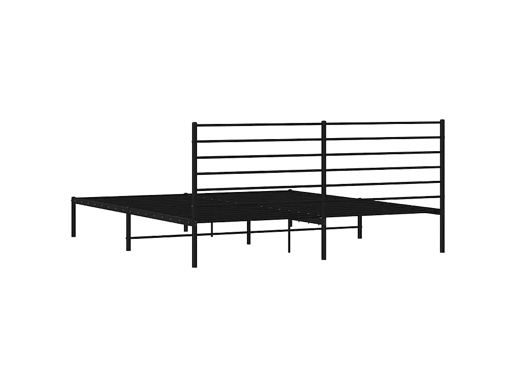 Cadre de lit métal sans matelas avec tête de lit noir 200x200cm