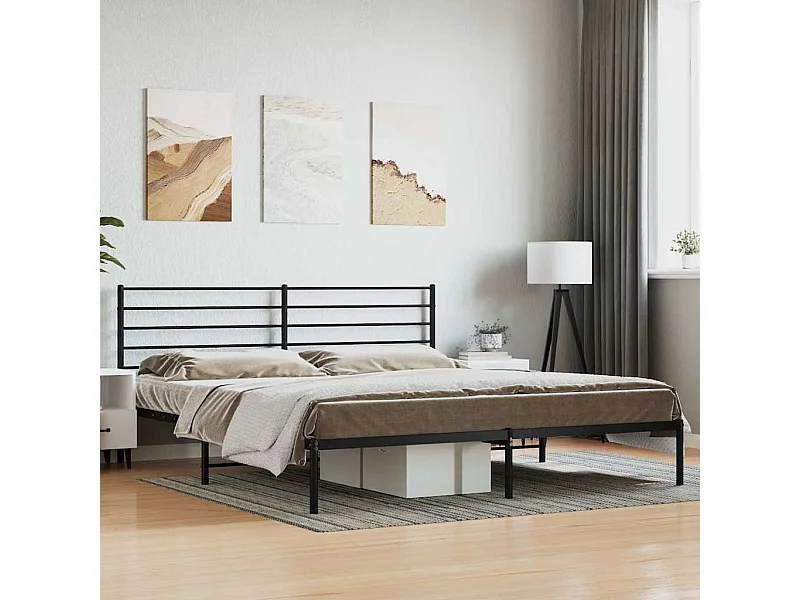 Bettgestell mit Kopfteil Metall Schwarz 200x200 cm
