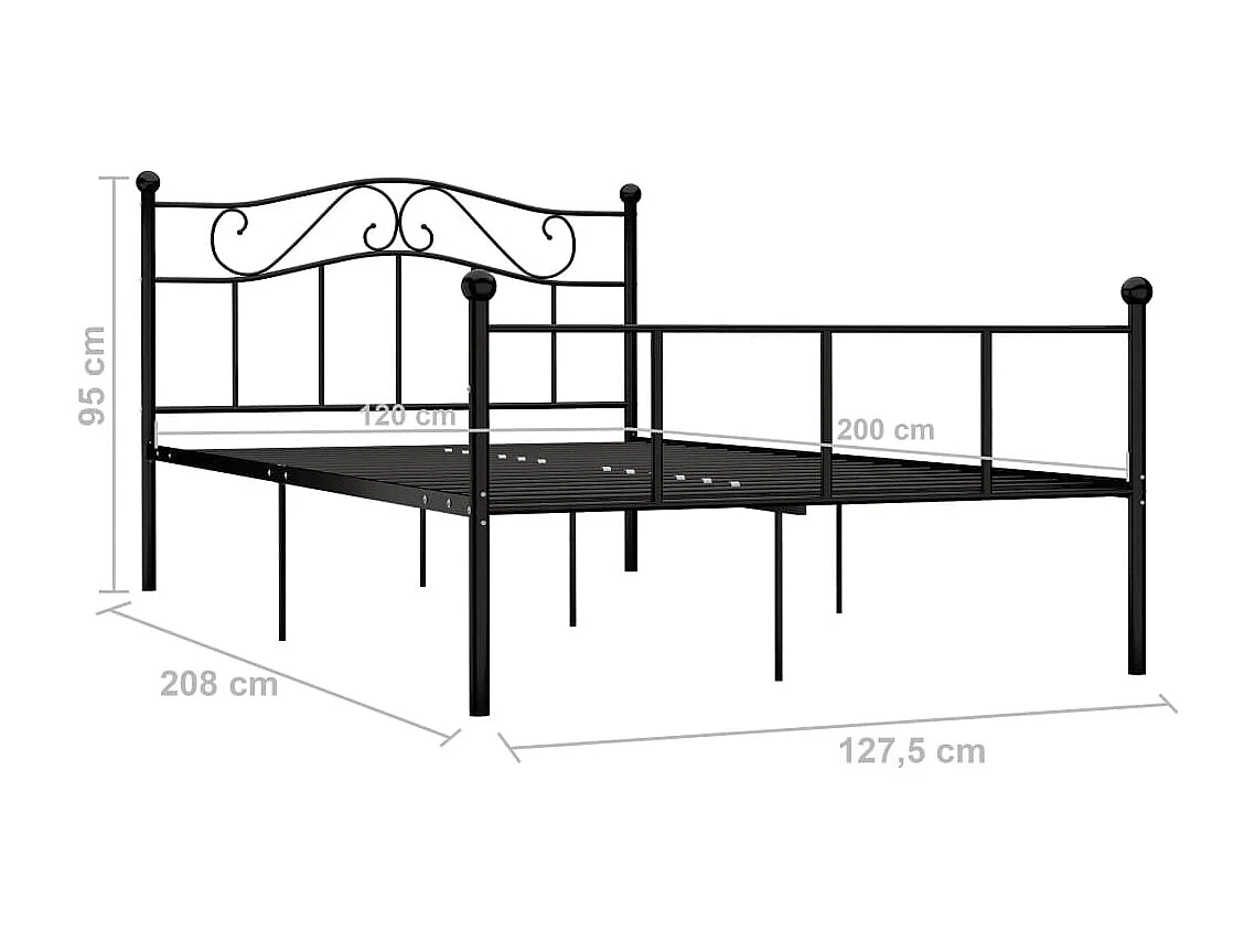 Estructura de cama sin colchón metal negro 120x200 cm