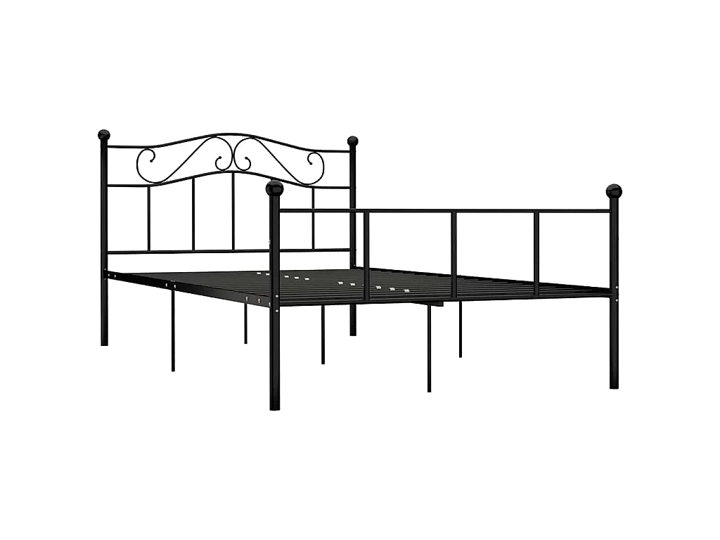 Cadre de lit sans matelas noir métal 120x200 cm