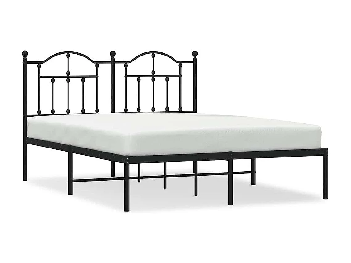 Bedframe met hoofdbord metaal zwart 140x200 cm