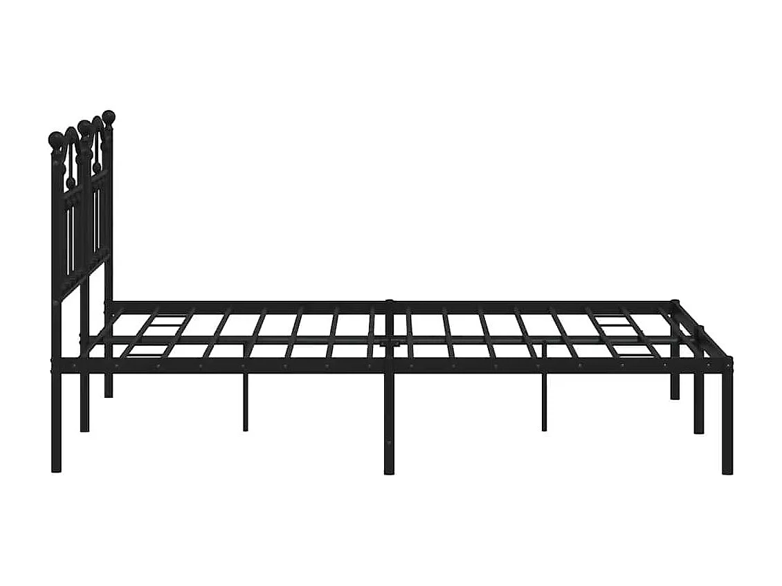 Bedframe met hoofdbord metaal zwart 140x200 cm