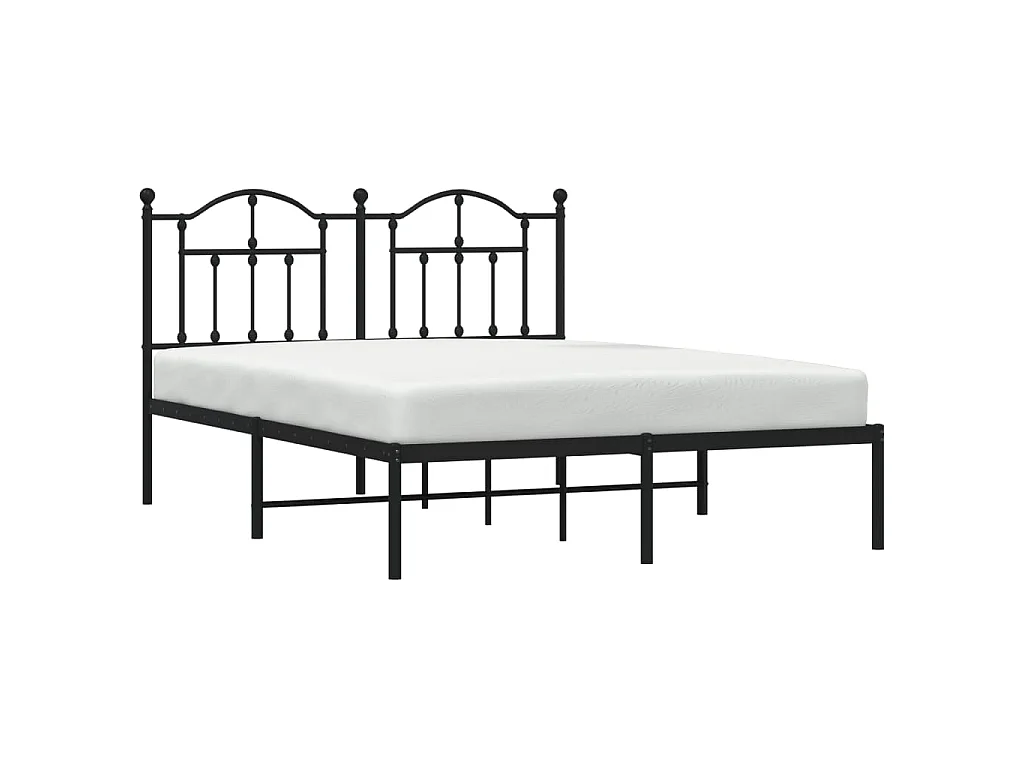 Cadre de lit métal sans matelas avec tête de lit noir 140x200cm