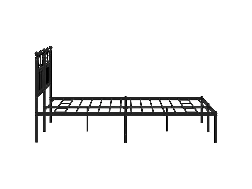 Cadre de lit métal sans matelas avec tête de lit noir 140x200cm