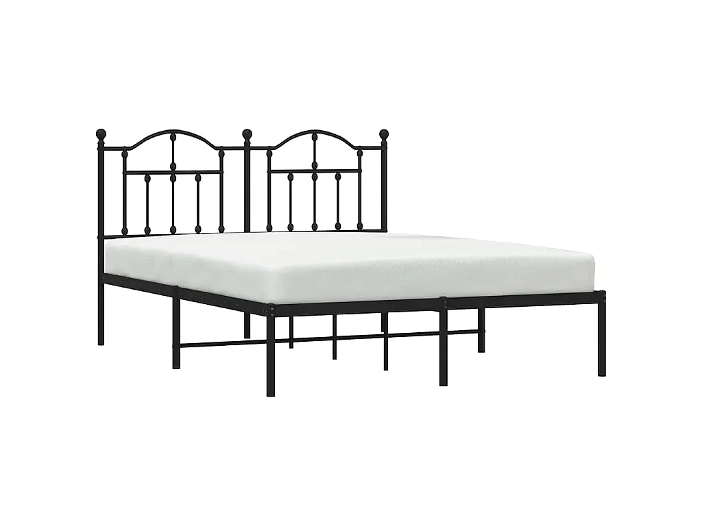 Cadre de lit métal sans matelas avec tête de lit noir 140x200cm