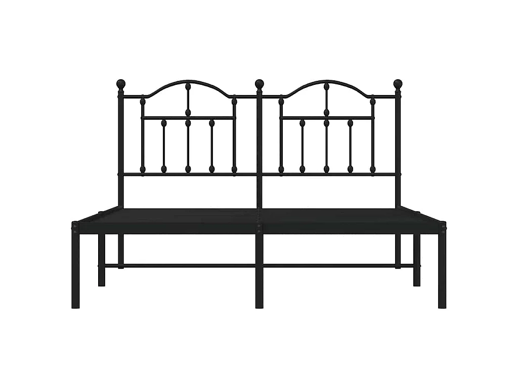 Cadre de lit métal sans matelas avec tête de lit noir 140x200cm