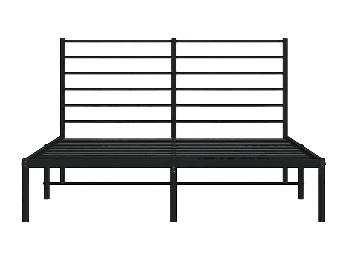 Cadre de lit métal sans matelas et tête de lit noir 160x200 cm