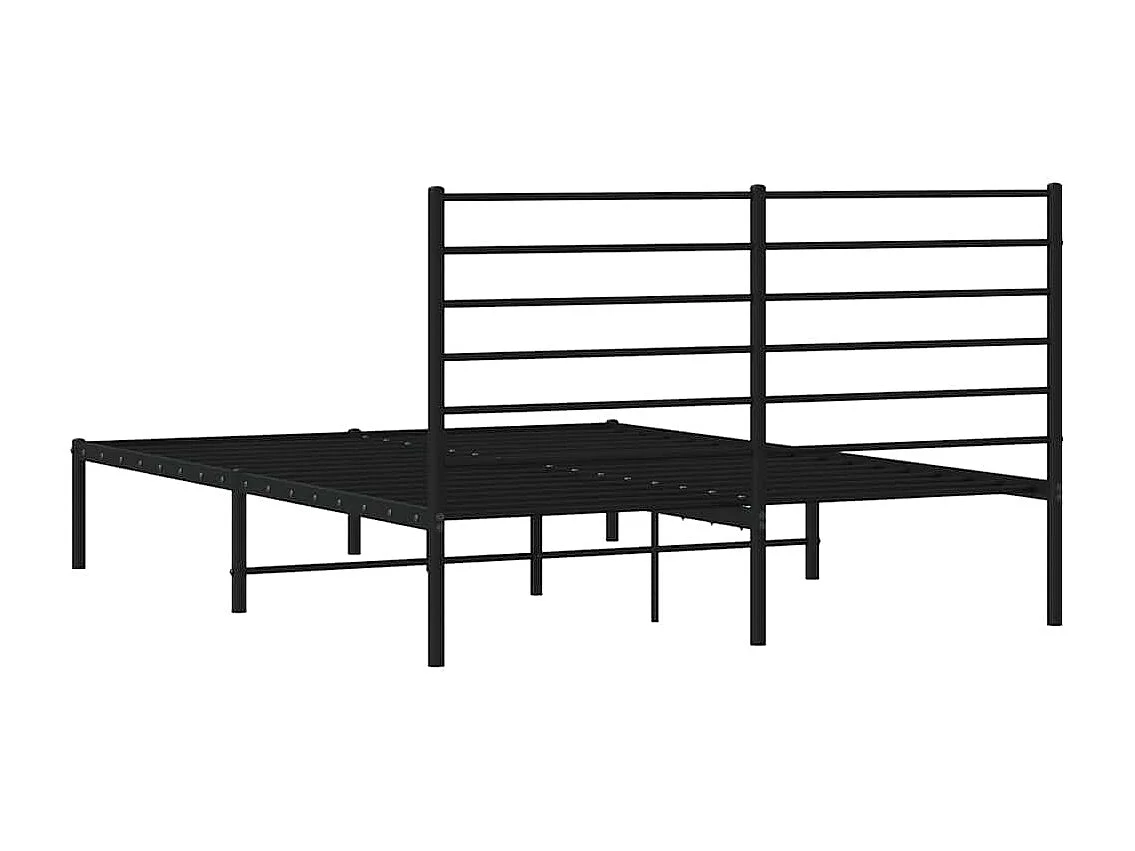 Cadre de lit métal sans matelas et tête de lit noir 160x200 cm