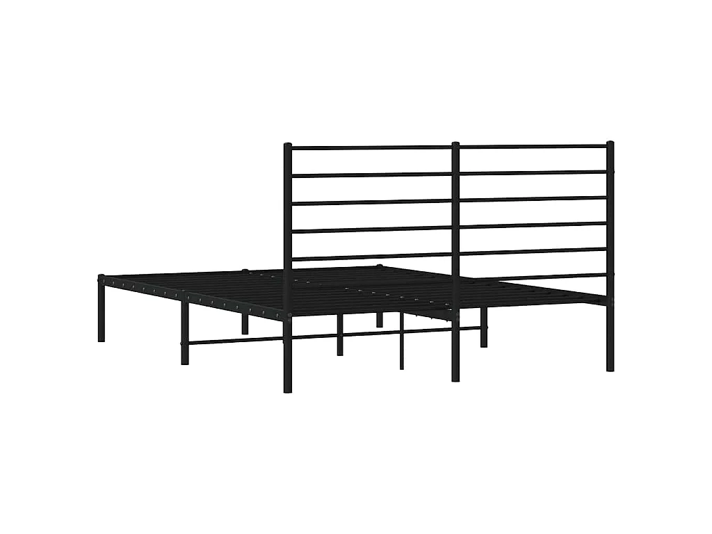 Cadre de lit métal sans matelas et tête de lit noir 160x200 cm